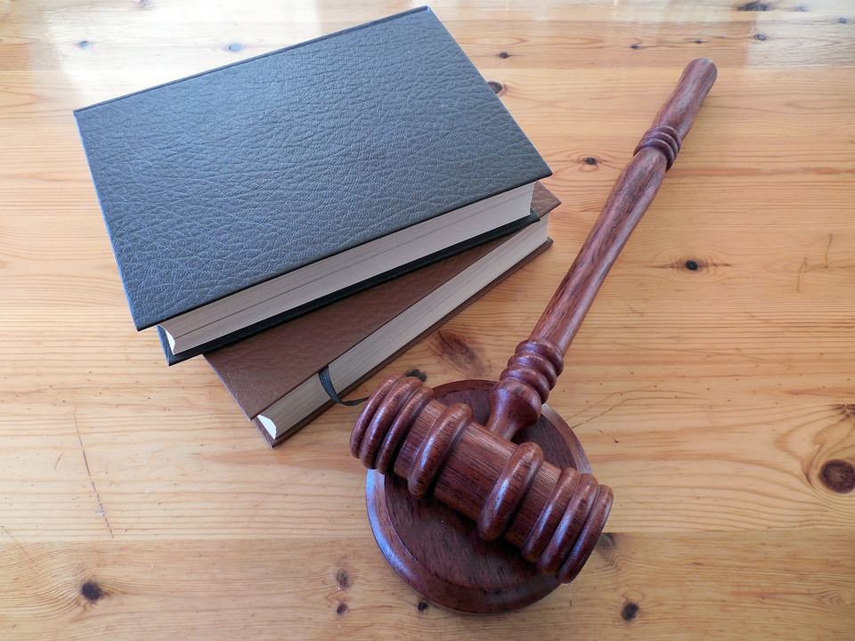 Law books and hammer